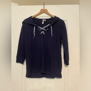 Cable and Gauge size XS French Terry hooded jacket w/front tie